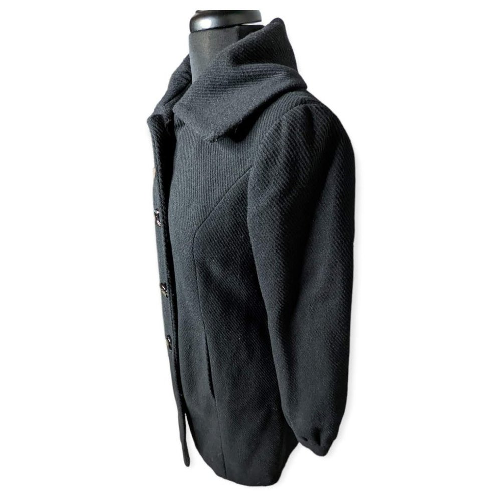George Black Button Down Wool Blend Coat Size Medium - Picture 2 of 13